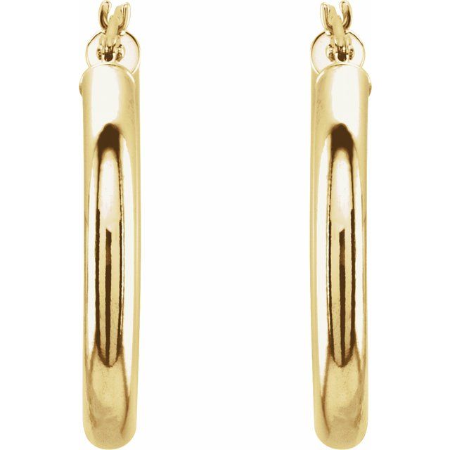 14K Yellow Tube 25 mm Hoop Earrings
