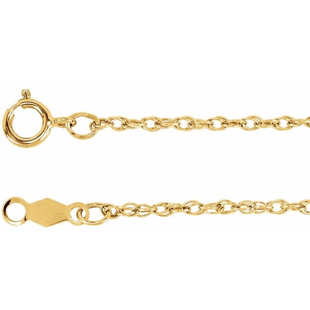 14K Yellow 1.25 mm Rope 18' Chain