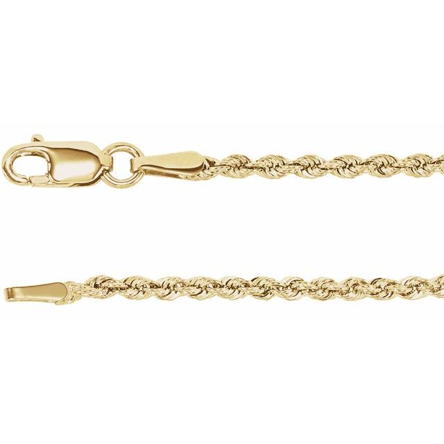 14K Yellow 1.85 mm Rope 20' Chain
