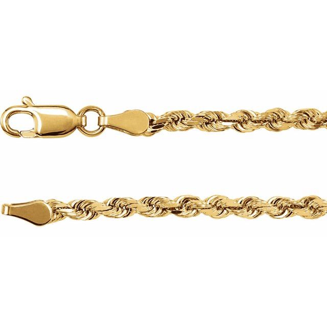 14K Yellow 2.8 mm Diamond-Cut Rope 18' Chain