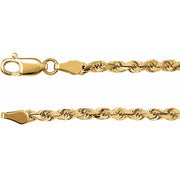 14K Yellow 2.8 mm Diamond-Cut Rope 24' Chain