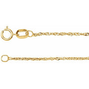 14K Yellow 1 mm Singapore 16' Chain