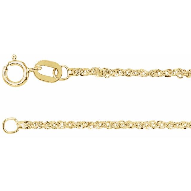 14K Yellow 1.2 mm Diamond-Cut Singapore 7' Chain