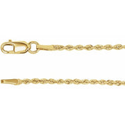 14K Yellow 1.5 mm Rope 16' Chain