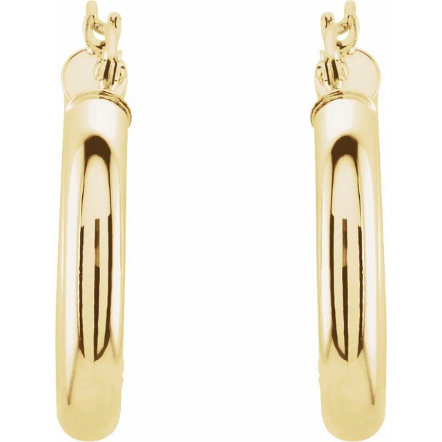 14K Yellow Tube 20 mm Hoop Earrings