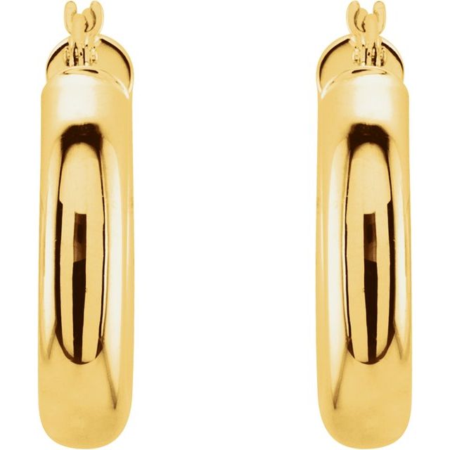 14K Yellow Tube 20 mm Hoop Earrings