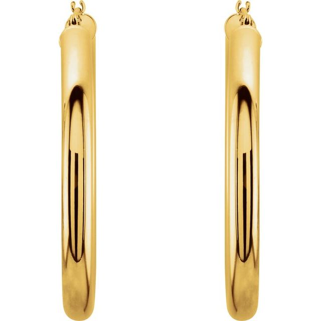 14K Yellow Tube 40 mm Hoop Earrings