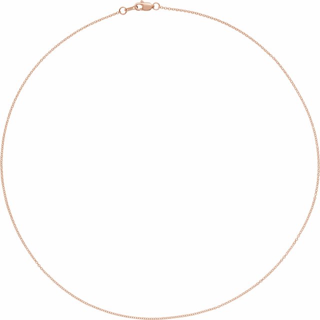 18K Rose 1 mm Cable 18' Chain