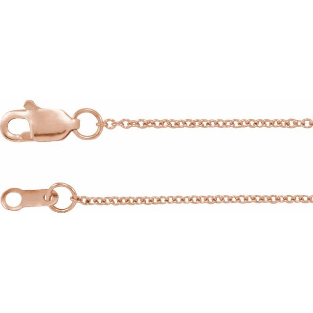 18K Rose 1 mm Cable 20' Chain