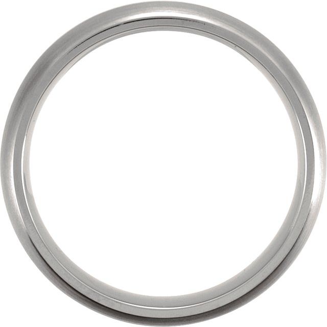 Titanium & Sterling Silver Inlay 7 mm Satin Finish Domed Band Size 8