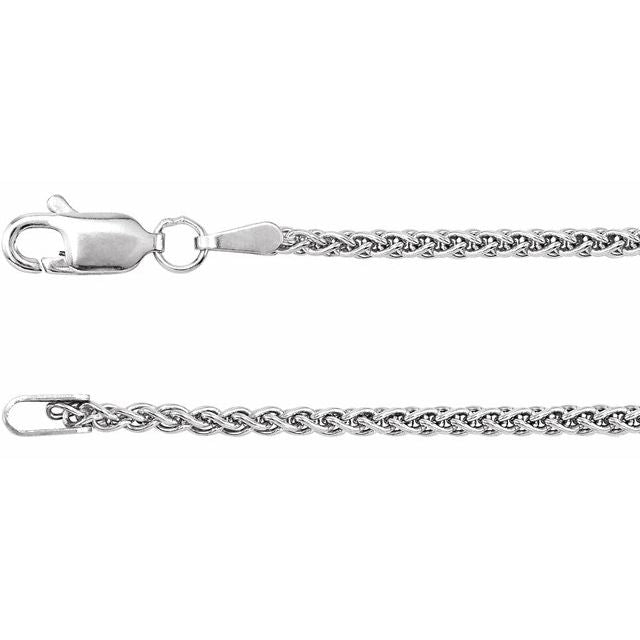 14K White 1.8 mm Wheat 7' Chain