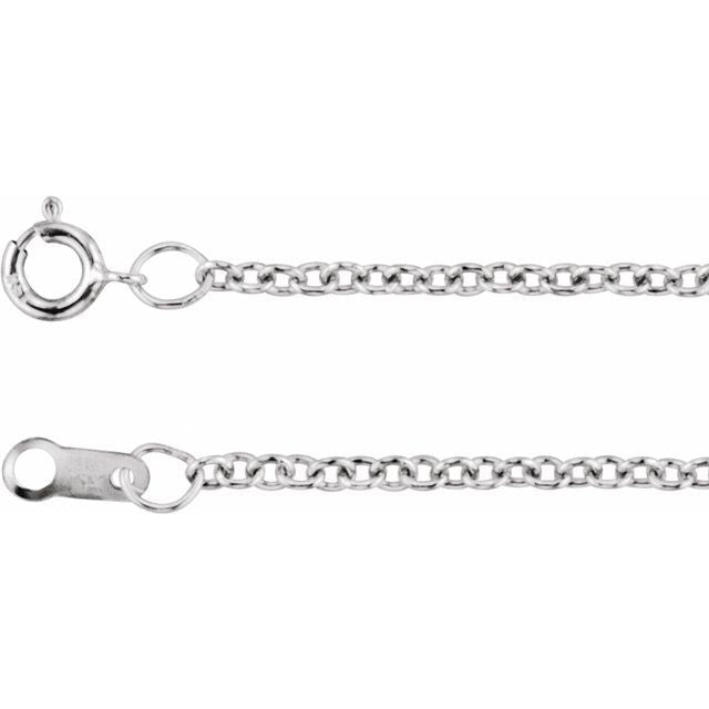 14K White 1.5 mm Cable 20' Chain