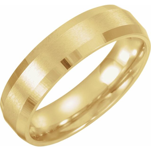 14k Yellow 5 Mm Beveled-edge Band With Satin Finish Size 8.5