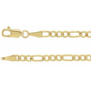 14K Yellow 3 mm Figaro 7' Chain