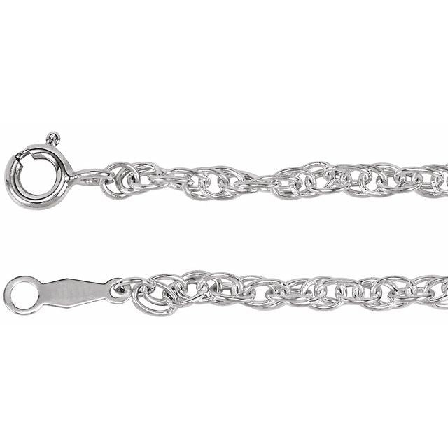 Sterling Silver 2.5 mm Rope 16' Chain