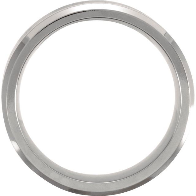 Titanium & Sterling Silver Inlay 9 mm Beveled-Edge Band Size 11