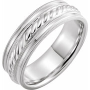 14K White 7 mm Rope Pattern Band with Milgrain Size 9