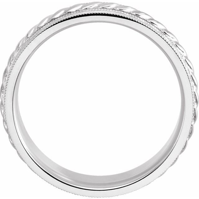 14K White 7 mm Rope Pattern Band with Milgrain Size 9
