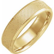 14K Yellow 6 mm  Knurled Beveled-Edge Band Size 11