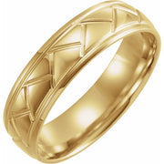 14K Yellow 6 mm Tread Pattern Band Size 8