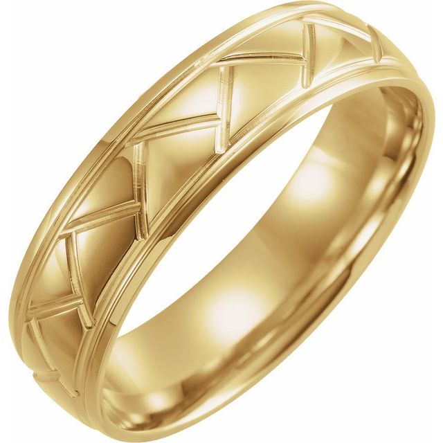 14K Yellow 6 mm Tread Pattern Band Size 8