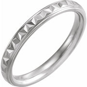 14K White 3 mm Geometric Band with Polished Finish Size 7