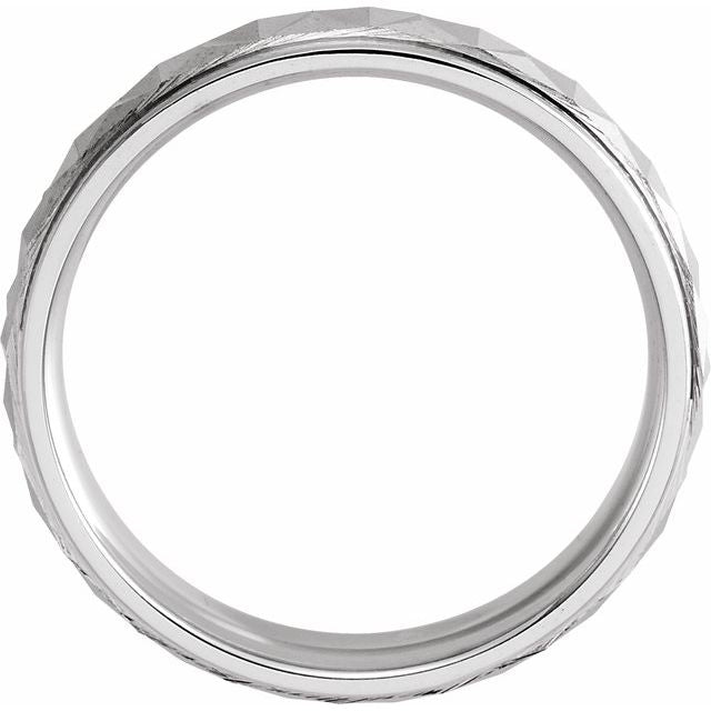 14K White 5 mm Geometric Band with Matte/Polished Finish Size 11
