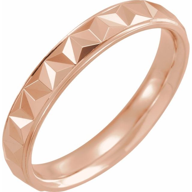 14K Rose 4 mm Geometric Band with Polished Finish Size 7