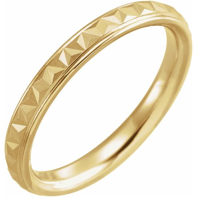 14K Yellow 3 mm Geometric Band with Matte/Polished Finish Size 7