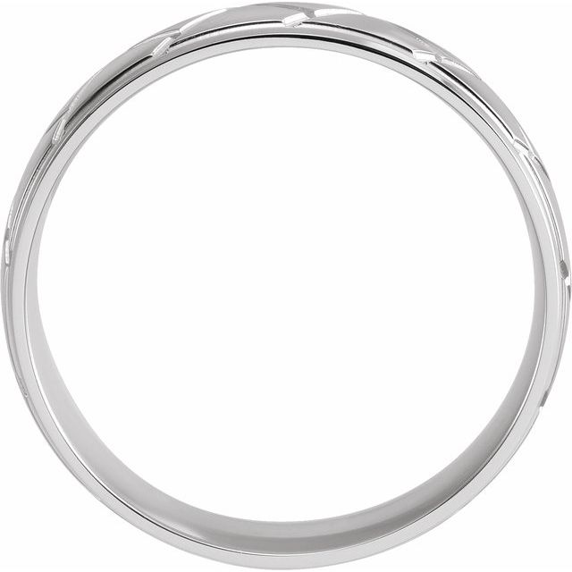 14K White 6 mm Tread Pattern Band Size 10