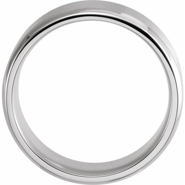 14K White 8 mm Beveled-Edge Band with Satin Finish Size 11