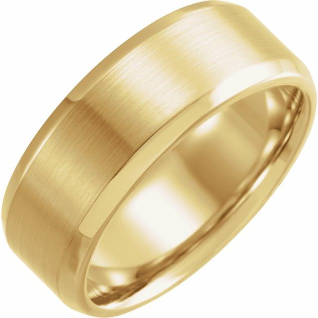 14K Yellow 8 mm Beveled-Edge Band with Satin Finish Size 10