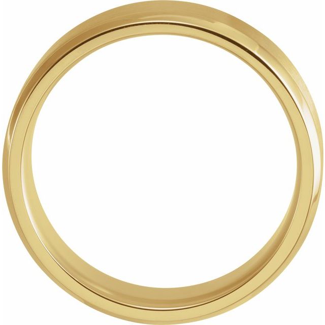 14k Yellow 7 Mm Beveled-edge Band With Satin Finish Size 9.5
