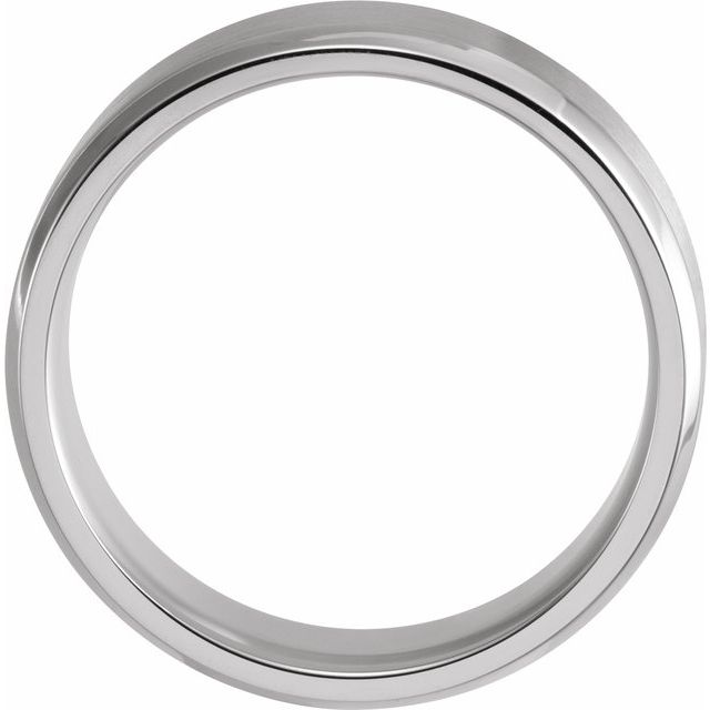 14K White 7 mm Beveled-Edge Band with Satin Finish Size 12