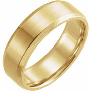 14k Yellow 7 Mm Beveled-edge Band With Satin Finish Size 9.5
