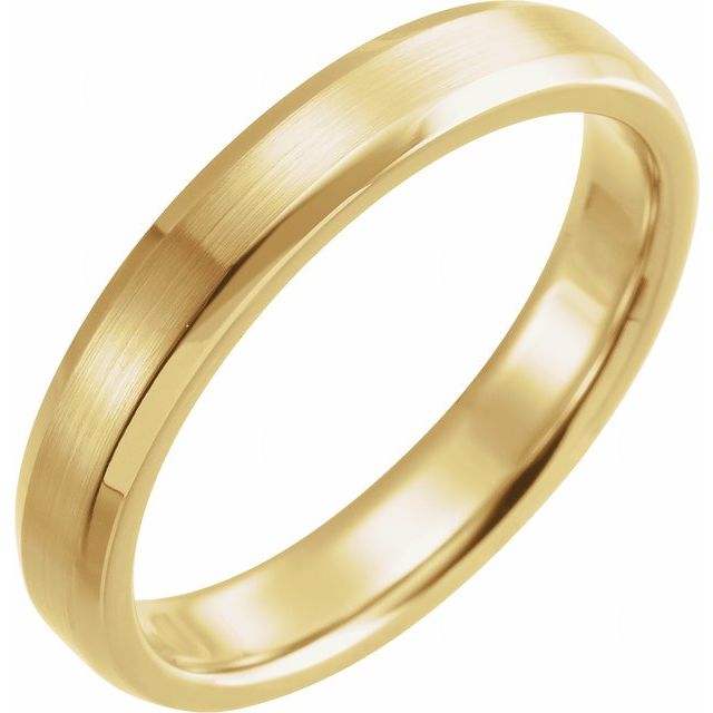 14K Yellow 4 mm Beveled-Edge Band with Satin Finish Size 8.5