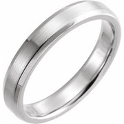 14K White 4 mm Beveled-Edge Band with Satin Finish Size 9