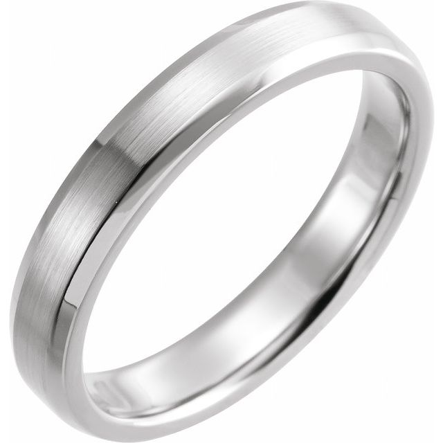 14K White 4 mm Beveled-Edge Band with Satin Finish Size 9