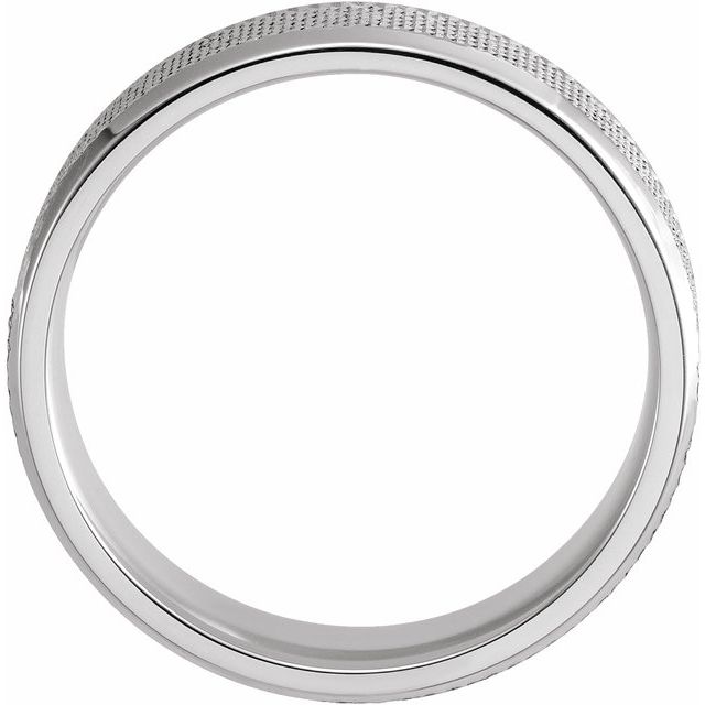 14k White 6 Mm  Knurled Beveled-edge Band Size 9.5