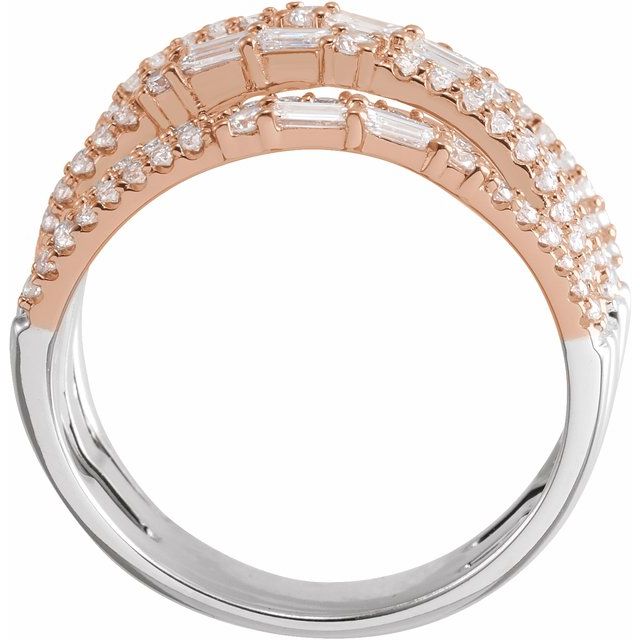 14K White/Rose 1 CTW Natural Diamond Negative Space Ring
