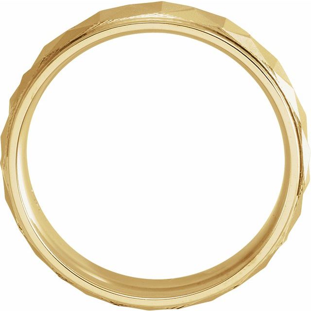 14K Yellow 6 mm Geometric Band with Matte/Polished Finish Size 10