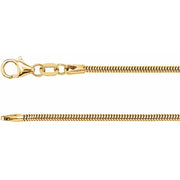 14K Yellow 1.5 mm Round Snake 7' Chain
