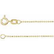 14K Yellow 1 mm Diamond-Cut Bead 7' Chain