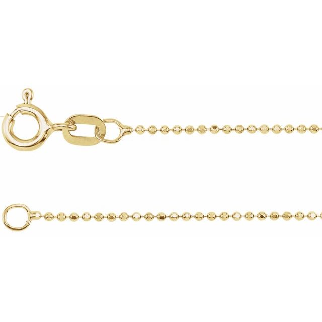 14K Yellow 1 mm Diamond-Cut Bead 20' Chain