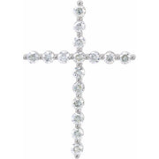 14K White 5/8 CTW Natural Diamond Cross Pendant