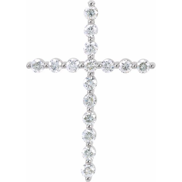 14K White 5/8 CTW Natural Diamond Cross Pendant