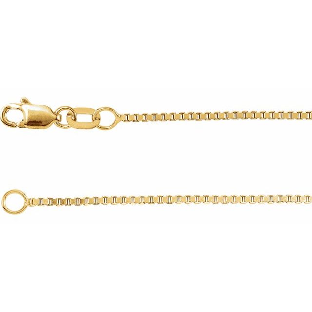 14K Yellow 1 mm Box 7' Chain