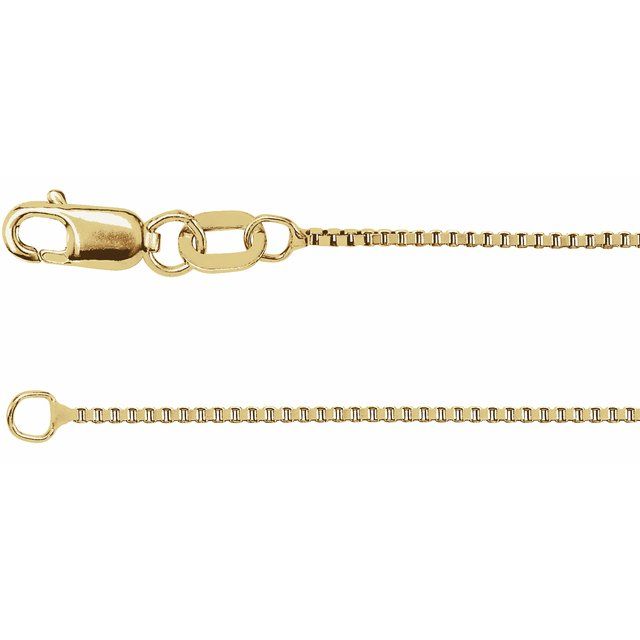 14K Yellow .75 mm Box 7' Chain