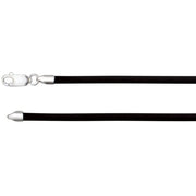 Sterling Silver 3 mm Black Rubber 20' Cord Necklace