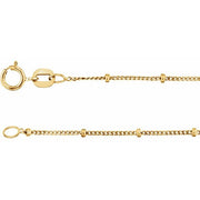 14k Yellow 1 Mm Beaded Curb 16' Chain